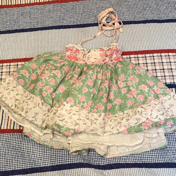 SweetHoney Green and Pink Floral Kids Dress - Picture 1 of 3